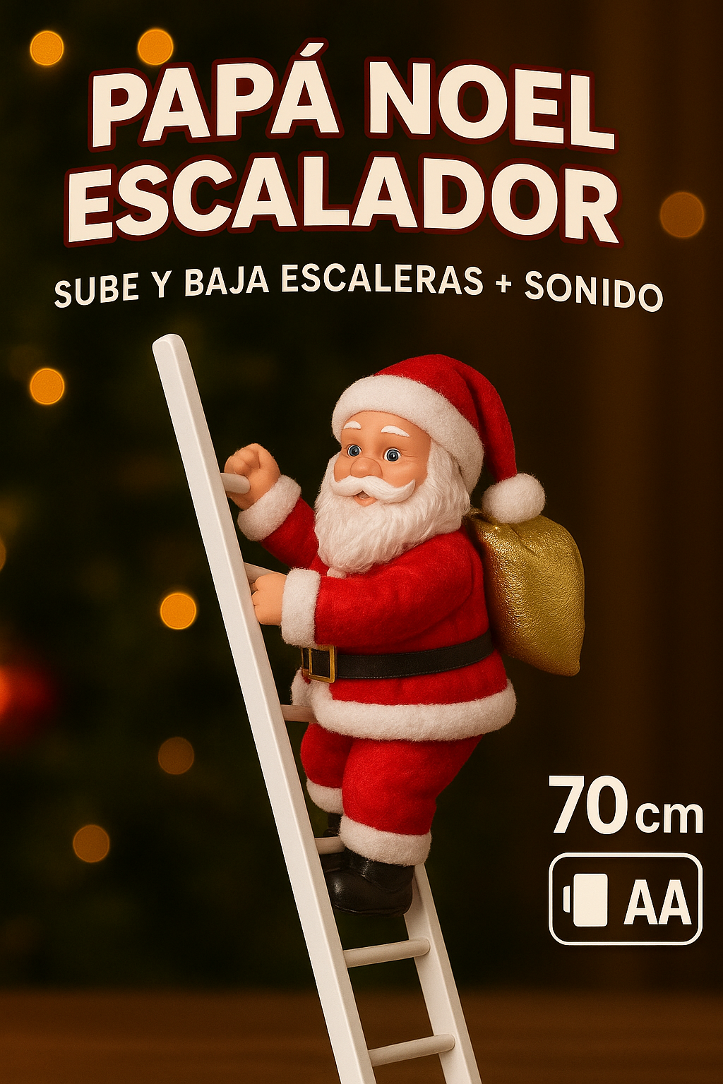 PAPÁ NOEL ESCALADOR SUBE Y BAJA ESCALERAS + SONIDO